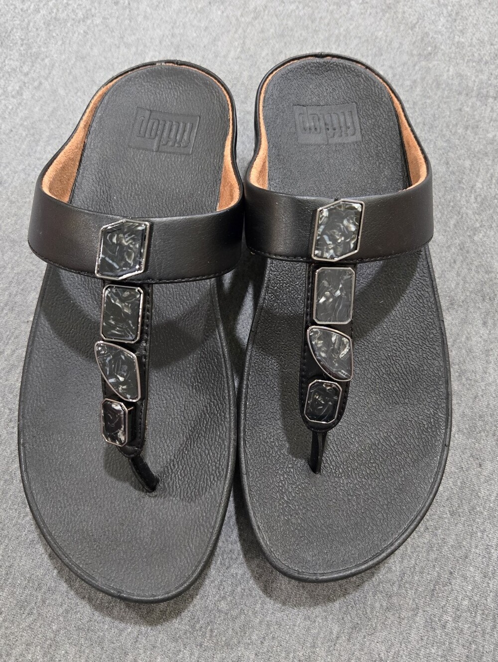 Womens Fitflop Fino Shellstone Toe-post Sandals Size 6 Style R02-001 Comfort